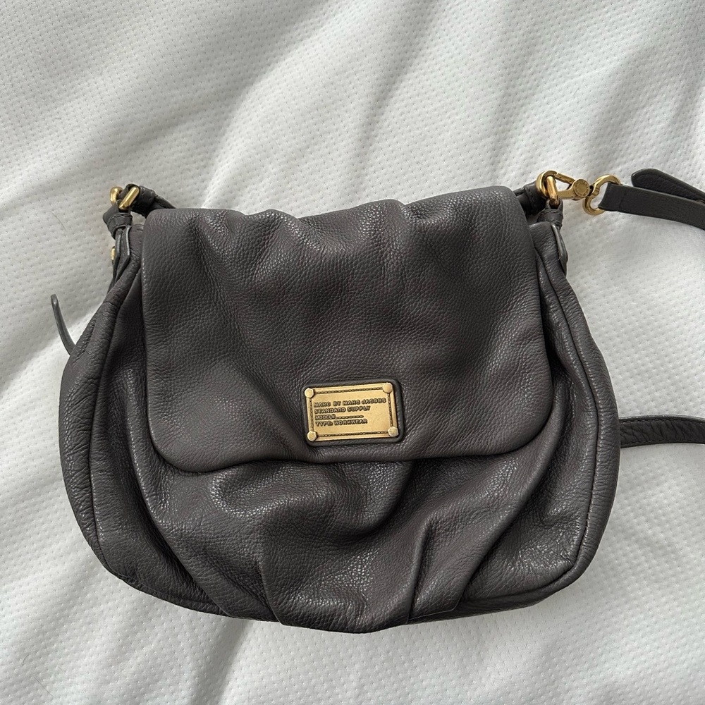 Marc Jacobs Gray Leather Crossbody Satchel